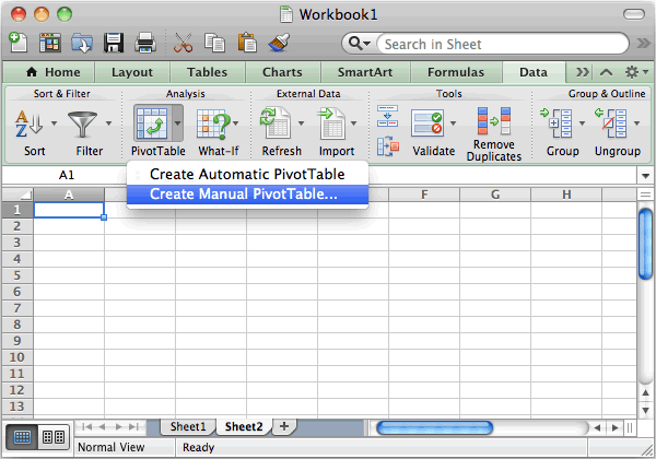 pivot tables excel for mac